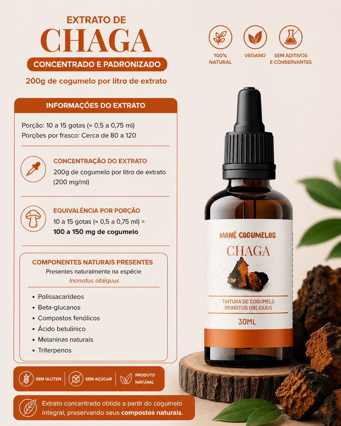 Extrato 30ml - Cogumelo Chaga - Imagem 2