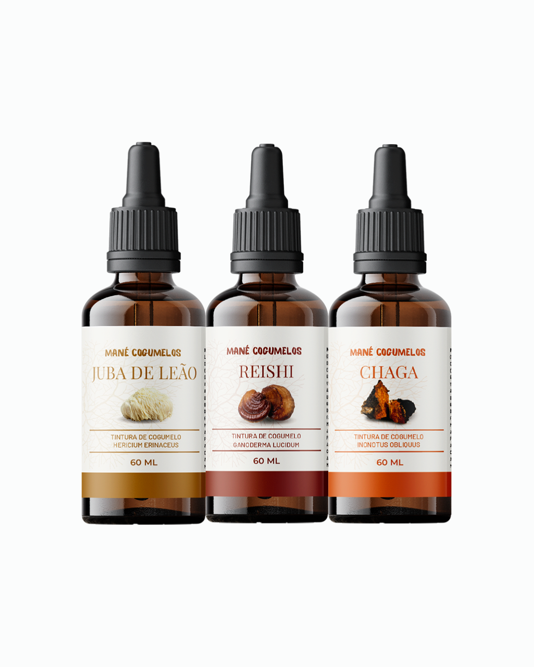 Kit 3 unidades de 60 ml - Juba de Leão + Reishi + Chaga