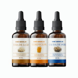 Kit 3 unidades de 60 ml - Juba de Leão + Cordyceps + Cauda de Peru