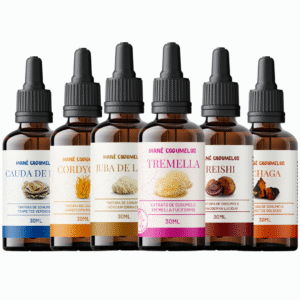 Kit 6 unidades de 30ml - Cauda de Peru + Cordyceps + Juba de Leão + Reishi + Chaga + Tremella
